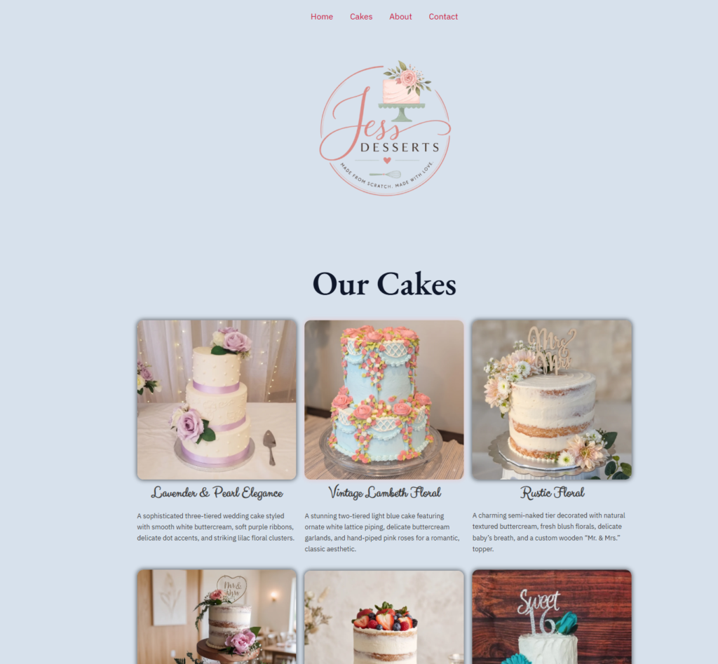 Contact jess desserts website