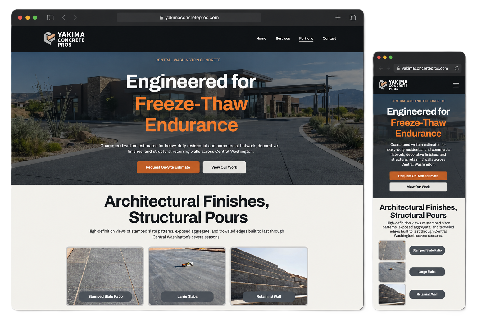 Contractor website design and local SEO project for concrete contractor